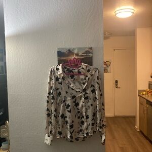 Floral Black and White Blouse